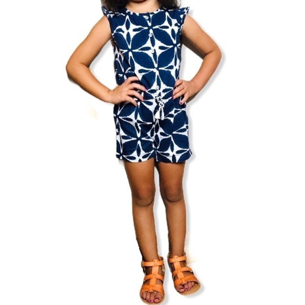 𝅺carter’s Baby Girl Navy White Tribal Print Romper